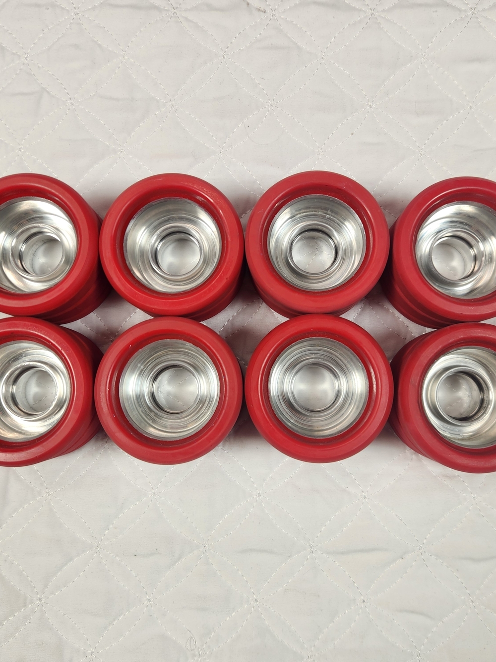 Vintage Aluminum Hub Roller Skate Wheels; Red & Chrome 62mm